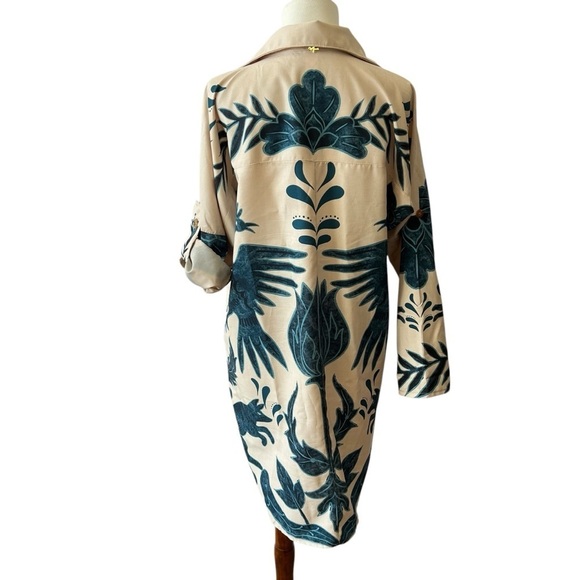 KAANA SWIMWEAR SHIRT DRESS SM OVERSIZED ROLL TAB SLEEVE FLORAL RABBIT TROPICAL - Picture 6 of 12